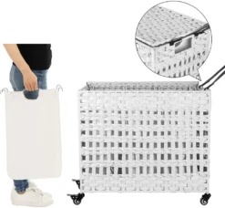 SONGMICS Wäschekorb Handgeflochten, Wäschesammler Aus Polyrattan, Mit 3 Fächern, Deckel Und Griffen, Herausnehmbare Taschen, Wohnzimmer, Schlafzimmer, Waschküche, Weiß LCB083W01 10 SONGMICS Wäschekorb Handgeflochten, Wäschesammler Aus Polyrattan, Mit 3 Fächern, Deckel Und Griffen, Herausnehmbare Taschen, Wohnzimmer, Schlafzimmer, Waschküche, Weiß LCB083W01 -Songmics Verkaufsgeschäft c9e0ae3fb0e9339dea0835cb85d68dd1