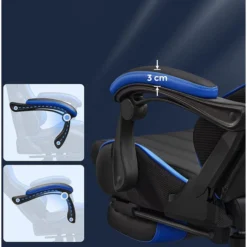 Songmics Gaming-Stuhl RCG026B01, Mit Fußstütze, Schwarz / Blau, Kunstleder, Kopfstütze, Bis 150 Kg -Songmics Verkaufsgeschäft ca70617c748a524f6fe69326ca564fd400dd54b0 gaming stuhl songmics rcg026b01 mit fussstuetze