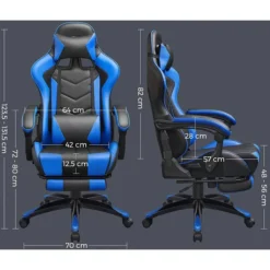 Songmics Gaming-Stuhl RCG026B01, Mit Fußstütze, Schwarz / Blau, Kunstleder, Kopfstütze, Bis 150 Kg -Songmics Verkaufsgeschäft cd0846ae084208025303ab08d6db70107e05f495 gaming stuhl songmics rcg026b01 mit fussstuetze