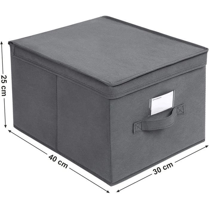 Songmics Aufbewahrungsbox RFB03G, 30 Liter, Mit Deckel, Stoff, Grau, 30 X 40 X 25 Cm, 3 Stück 2 Songmics Aufbewahrungsbox RFB03G, 30 Liter, Mit Deckel, Stoff, Grau, 30 X 40 X 25 Cm, 3 Stück - Image 2