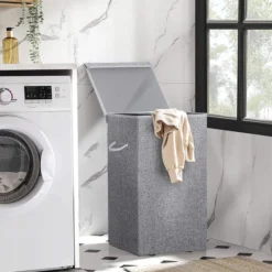 Songmics Wäschekorb LCB01G, Grau, Mit Deckel, Leinenimitat, Faltbar, 36 X 66 X 36 Cm, 85 Liter 10 Songmics Wäschekorb LCB01G, Grau, Mit Deckel, Leinenimitat, Faltbar, 36 X 66 X 36 Cm, 85 Liter -Songmics Verkaufsgeschäft cfa27d77eb50f15ae143d94fa28f91ca569bbc00 waeschekorb songmics lcb01g grau mit deckel