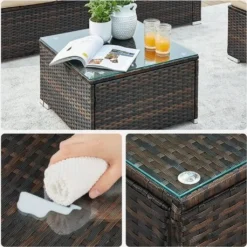 SONGMICS Lounge-Set, Balkonmöbel, Aus PE-Polyrattan, Mit Kissen Und Glastisch, Braun GGF005K03 -Songmics Verkaufsgeschäft d1a0e16e1210e9035ddaf9ee094f83a8