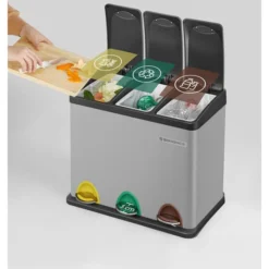 Songmics Mülleimer LTB24L, Silber, Aus Edelstahl, 3 X 8 Liter -Songmics Verkaufsgeschäft d1d9f1889c1b9841213dadf553ce15876cdeccd9 muelleimer songmics ltb24l silber