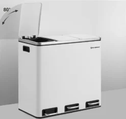 SONGMICS Mülleimer 54L Treteimer Mit 3 Fächern 3 X 18L Abfalleimer Softclose Mülltrennsystem Mit Fußpedalen Weiß LTB54WT -Songmics Verkaufsgeschäft d4548c306ea11779294ec45791956c73