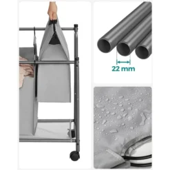 Songmics Wäschekorb LSF005GS, Grau, Mit 4 Fächern, Aus Polyester, 87,5 X 81 X 38,5 Cm, 140 Liter -Songmics Verkaufsgeschäft d55bcdd999b8a4d53b17af011cfa3dceabc66e19 waeschekorb songmics lsf005gs grau mit 4 faechern