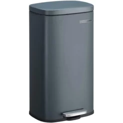 Songmics Mülleimer LTB01L, Rauchgrau, Aus Metall, 30 Liter