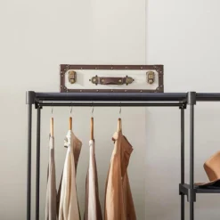 Songmics Stoffschrank RYG024G02, Grau, Offen, 112 X 165 X 43cm, Mit Kleiderstangen -Songmics Verkaufsgeschäft d737e60238101c7a6e3a0f438dc75949ae7c5b97 stoffschrank songmics ryg024g02 grau offen