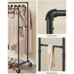 Songmics Garderobenständer HSR60B, Bis 110 Kg, Mit Rollen, Metall, Schwarz 11 Songmics Garderobenständer HSR60B, Bis 110 Kg, Mit Rollen, Metall, Schwarz -Songmics Verkaufsgeschäft d9a6a08be98e7331b5ae0a8190cb37f50690fe2f garderobenstaender songmics hsr60b bis 110 kg