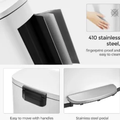 SONGMICS 50 Liter, Mülleimer Küche, Abfalleimer, , Mit Deckel, Treteimer Weiß LTB101W01 -Songmics Verkaufsgeschäft dbba3d7dde8e5e024ab6c51b2a74cfa2