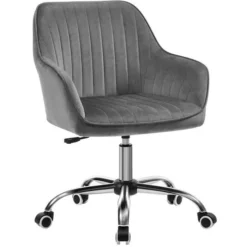 Songmics Bürostuhl OBG012G01, Grau, Samt, Belastbar Bis 120 Kg