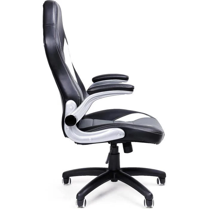 Songmics OBG28G Gaming-Stuhl, Kunstleder Schwarz / Grau, Kopfstütze, Bis 150 Kg, Mit Armlehnen 2 Songmics OBG28G Gaming-Stuhl, Kunstleder Schwarz / Grau, Kopfstütze, Bis 150 Kg, Mit Armlehnen - Image 2