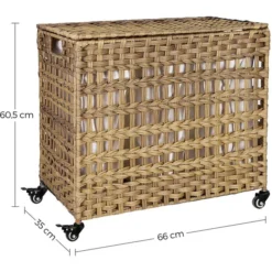 Songmics Wäschekorb LCB083N01, Natur, 3 Fächer, Aus Kunststoff, 66 X 60,5 X 35 Cm, 143 Liter -Songmics Verkaufsgeschäft df397a15639c065223cd455d77744359167ec5ba waeschekorb songmics lcb083n01 natur 3 faecher