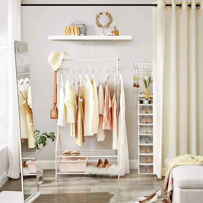 Songmics Garderobenständer HSR07W, Mit Schuhablage, Metall, Weiß 3 Songmics Garderobenständer HSR07W, Mit Schuhablage, Metall, Weiß - Image 3