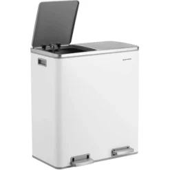 Songmics Mülleimer LTB60WT, Weiß, Aus Metall, 2 X 30 Liter -Songmics Verkaufsgeschäft e0b908ad55f026d70b468305681acbf9f61fbde3 muelleimer songmics ltb60wt weiss