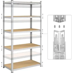 Songmics Schwerlastregal Silber, 100 X 200 X 50cm, 175kg / Boden, Steckregal, 5 Holzböden -Songmics Verkaufsgeschäft e0cece0f2f986a58f264be332199280d98f04998 schwerlastregal songmics silber 100 x 200 x 50cm