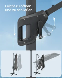 SONGMICS Sonnenschirm 290 X 290 Cm, UV-Schutz UPF 50+, Um 360° Drehbar, Mit Ständer, Befestigungsgurten Und Abdeckung, Rauchgrau GPU039G01 -Songmics Verkaufsgeschäft e11daf26ab15150c7890f0434134f0e4