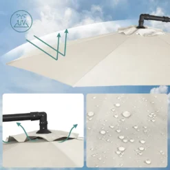 SONGMICS Sonnenschirm, Ø 300 Cm, Mit Ständer, Sonnenschutz UV-Schutz Bis UPF 50+, Mit Kurbel Zum Öffnen Und Schließen, Beige GPU116M01 -Songmics Verkaufsgeschäft e24012c59fba1e625eb3af30ad7356cd