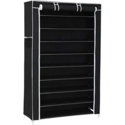 Songmics Schuhschrank RXJ36H, Schwarz, Aus Stoff, Für 36 Paar, 88 X 160 X 28cm