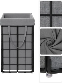 SONGMICS Wäschekorb 90L, Faltbarer Wäschesammler, Abnehmbarer Und Waschbarer Wäschesack, Metalldrahtgestell, Für Schlafzimmer, Bad, Waschküche, Schwarz-grau LCB190G01 13 SONGMICS Wäschekorb 90L, Faltbarer Wäschesammler, Abnehmbarer Und Waschbarer Wäschesack, Metalldrahtgestell, Für Schlafzimmer, Bad, Waschküche, Schwarz-grau LCB190G01 -Songmics Verkaufsgeschäft e3ba15977632a87eb25b8e1df0b4484b