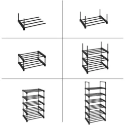 Songmics Schuhregal Für 12 Paar, Aus Metall, 45 X 106 X 30cm, 6 Etagen, Schwarz -Songmics Verkaufsgeschäft e58ac3d229a00705890a3d3f6cd15e2b8feca466 schuhregal songmics fuer 12 paar aus metall