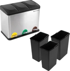 SONGMICS Mülleimer Abfalleimer Treteimer Mit Fußpedal Handgriffen Und 3 Inneneimern Aus Kunststoff Edelstahl LTB45L 12 SONGMICS Mülleimer Abfalleimer Treteimer Mit Fußpedal Handgriffen Und 3 Inneneimern Aus Kunststoff Edelstahl LTB45L -Songmics Verkaufsgeschäft e741e38ca2cbee668bd78098f5e58455