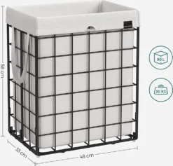 SONGMICS Wäschekorb 90L, Faltbarer Wäschesammler, Abnehmbarer Und Waschbarer Wäschesack, Metalldrahtgestell, Für Schlafzimmer, Bad, Waschküche, Schwarz-weiß LCB190W01 15 SONGMICS Wäschekorb 90L, Faltbarer Wäschesammler, Abnehmbarer Und Waschbarer Wäschesack, Metalldrahtgestell, Für Schlafzimmer, Bad, Waschküche, Schwarz-weiß LCB190W01 -Songmics Verkaufsgeschäft e946a0d08bd52ae517aa6ef106f405e7