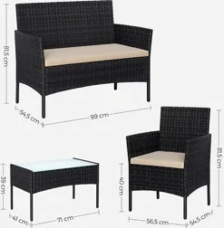 SONGMICS Balkonmöbel, Aus PE-Polyrattan, Lounge-Set, GGF004B05 -Songmics Verkaufsgeschäft e9606ff7ab15f97376a2c47235eecc63