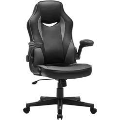 Songmics Gaming-Stuhl OBG064B03, Schwarz / Grau, Kunstleder, Belastbar Bis 150 Kg