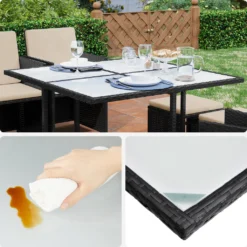 SONGMICS 9er Set, Balkonmöbel, Esstisch Und Stühle, Aus PE-Rattan, Terrassenmöbel GGF009B02 -Songmics Verkaufsgeschäft edd380eb5b12b6e4a23c854c45284c94