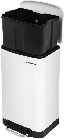 SONGMICS Mülleimer 30L Treteimer Weiß Edelstahl Für Küche Inneneimer Abfallbehälter Müllbehälter LTB01W -Songmics Verkaufsgeschäft ee5a3d4163abcb3fe46a949b828a4d1f