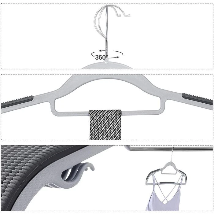 Songmics Kleiderbügel CRP20G30, Aus Kunststoff, Mit Anti-Rutsch-Riffelung, Grau, 30 Stück 6 Songmics Kleiderbügel CRP20G30, Aus Kunststoff, Mit Anti-Rutsch-Riffelung, Grau, 30 Stück - Image 6