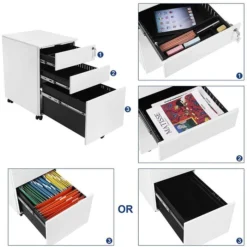 Songmics Rollcontainer OFC60WT, Metall, Weiß, Mit 2 Schüben Und Hängeregistratur, Abschließbar -Songmics Verkaufsgeschäft efe12c632a2b430f84689e58161ef06daadc2548 rollcontainer songmics ofc60wt metall weiss
