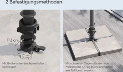 SONGMICS Sonnenschirm 290 X 290 Cm, UV-Schutz UPF 50+, Um 360° Drehbar, Mit Ständer, Befestigungsgurten Und Abdeckung, Rauchgrau GPU039G01 -Songmics Verkaufsgeschäft f0770332bebac6383518360927d1a118