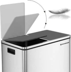 SONGMICS Mülleimer 60L Mit Müllbeutel Treteimer 2 X 30L Edelstahl Abfalleimer Mit Inneneimer Fingerabdruckfrei Mit Handgriffen Trennsysteme LTB60NL -Songmics Verkaufsgeschäft f16da63a27ebecdd85291a76f9ff0922