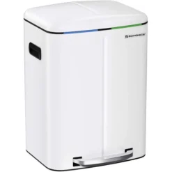 Songmics Mülleimer LTB40WT, Weiß, Aus Metall, 2 X 20 Liter