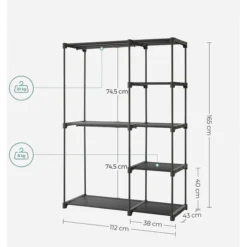 Songmics Stoffschrank RYG24BK, Schwarz, Offen, 112 X 165 X 43cm, Mit Kleiderstangen 15 Songmics Stoffschrank RYG24BK, Schwarz, Offen, 112 X 165 X 43cm, Mit Kleiderstangen -Songmics Verkaufsgeschäft f19c01dd364651fb8ffb7790b97b0f261163bb08 stoffschrank songmics ryg24bk schwarz offen