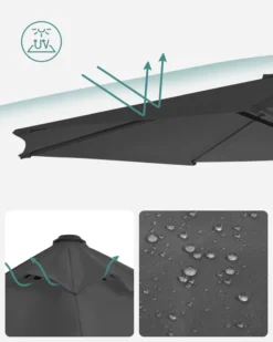 SONGMICS Sonnenschirm Ø 300 Cm, UV-Schutz Bis UPF 50+, Um 360° Drehbar, Ampelschirm, Mit Kurbel Zum Öffnen Und Schließen, Mit Ständer, Grau GPU35GY -Songmics Verkaufsgeschäft f1b0199bca17fc11b088a8b656ed306f