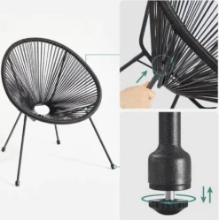 SONGMICS Balkonmöbel, 3er Set, Tischoberfläche Aus Glas, 2 Stühle, GGF013B02 -Songmics Verkaufsgeschäft f1cc8db7d6bc61fe00727e5e81ca42fc