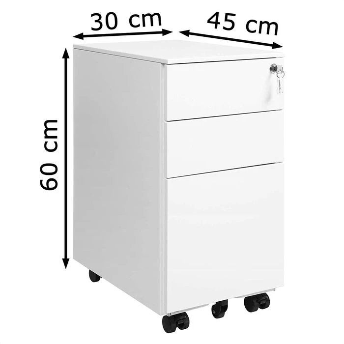 Songmics Rollcontainer OFC031W01, Metall, Weiß, Mit 2 Schüben Und Hängeregistratur, Abschließbar 2 Songmics Rollcontainer OFC031W01, Metall, Weiß, Mit 2 Schüben Und Hängeregistratur, Abschließbar - Image 2