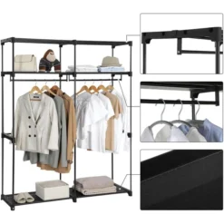 Songmics Stoffschrank RYG02BK, Schwarz, 140 X 174 X 43cm, Mit 2 Kleiderstangen -Songmics Verkaufsgeschäft f49a2d71a93b5b57b988ce59536a94bbd4d6f124 stoffschrank songmics ryg02bk schwarz