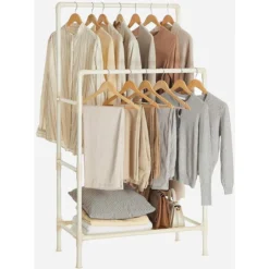 Songmics Garderobenständer RDR01WT, Bis 55 Kg, Mit 2 Kleiderstangen Und Ablage, Metall, Weiß -Songmics Verkaufsgeschäft f58409c12943a32cad43519c26420303cbb565b4 garderobenstaender songmics rdr01wt bis 55 kg