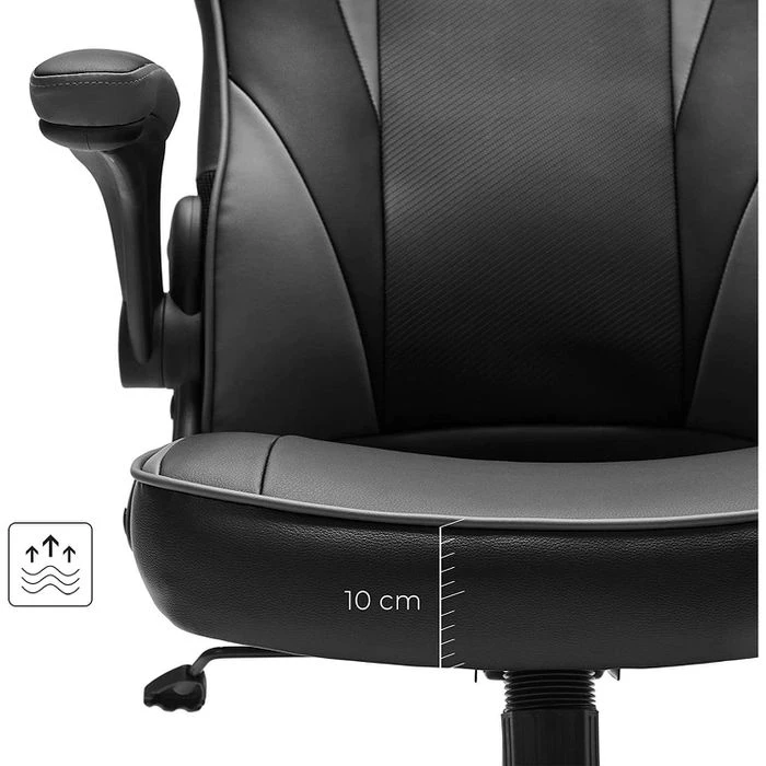 Songmics Gaming-Stuhl OBG064B03, Schwarz / Grau, Kunstleder, Belastbar Bis 150 Kg 5 Songmics Gaming-Stuhl OBG064B03, Schwarz / Grau, Kunstleder, Belastbar Bis 150 Kg - Image 5