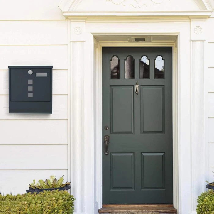SONGMICS Briefkasten GMB20AG, Anthrazit, Stahl, 31 X 33 X 10cm, Sichtfenster, Zeitungsfach 5 SONGMICS Briefkasten GMB20AG, Anthrazit, Stahl, 31 X 33 X 10cm, Sichtfenster, Zeitungsfach - Image 5