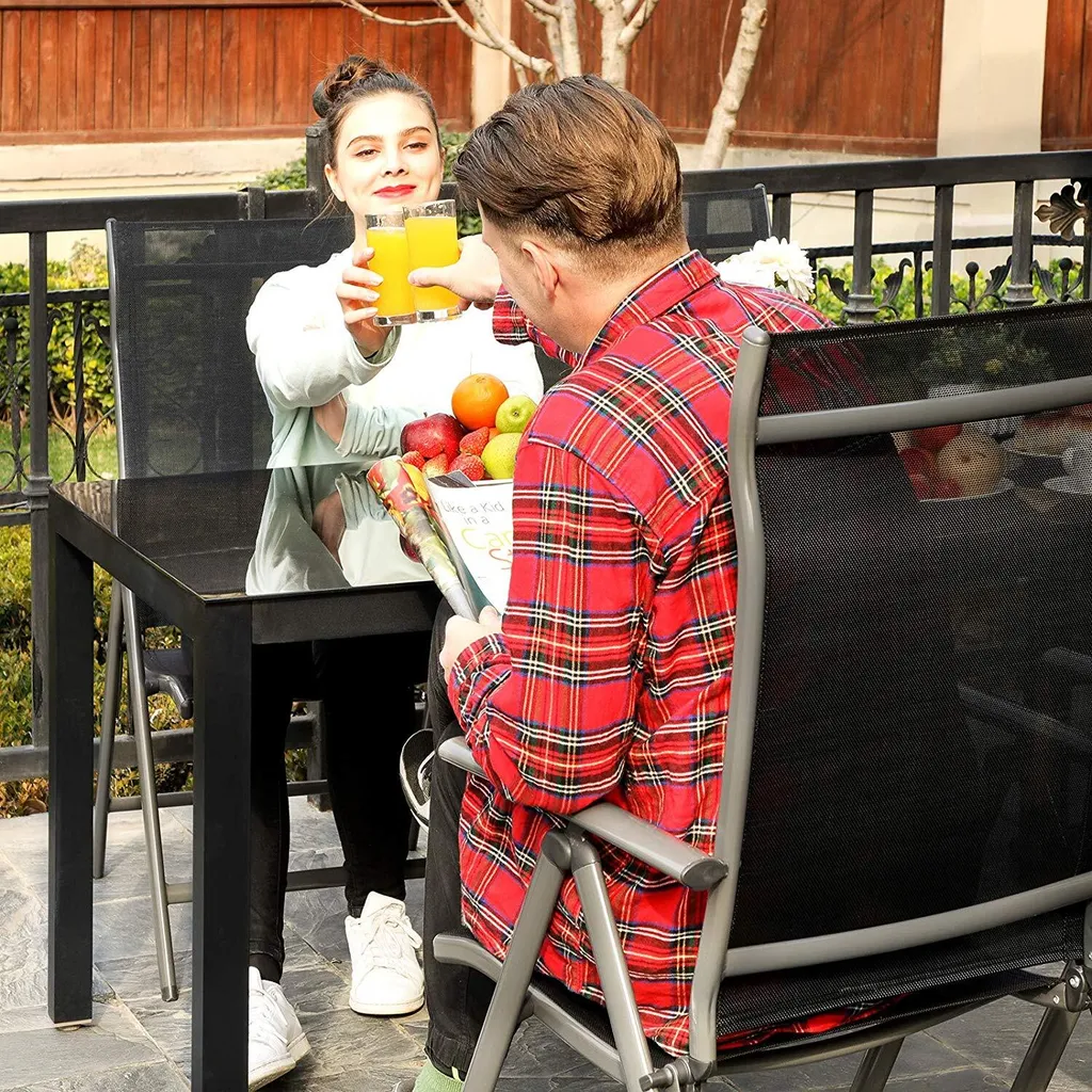 SONGMICS 4er-Set Klappbare Campingstühle, Gartenstühle, Klappstühle Mit Aluminiumgestell, 8-fach Verstellbare Rückenlehne, Max. 150 Kg Belastbar, Schwarz GCB30BK 3 SONGMICS 4er-Set Klappbare Campingstühle, Gartenstühle, Klappstühle Mit Aluminiumgestell, 8-fach Verstellbare Rückenlehne, Max. 150 Kg Belastbar, Schwarz GCB30BK - Image 3