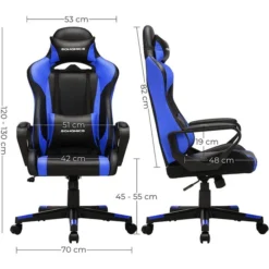 Songmics Gaming-Stuhl RCG011B02, Schwarz / Blau, Kunstleder, Kopfstütze, Belastbar Bis 150 Kg -Songmics Verkaufsgeschäft f9b870bc9967ec3a965f289b7076c75a7d4eb9ec gaming stuhl songmics rcg011b02
