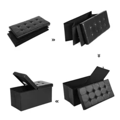 Songmics Sitztruhe Schwarz, 76 X 38 X 38cm, Mit 80L Stauraum, Kunstleder, Bis 300kg Belastbar -Songmics Verkaufsgeschäft fa266de5ada02e4fc4fabae6c3d267930f6a5686 sitztruhe songmics schwarz 76 x 38 x 38cm