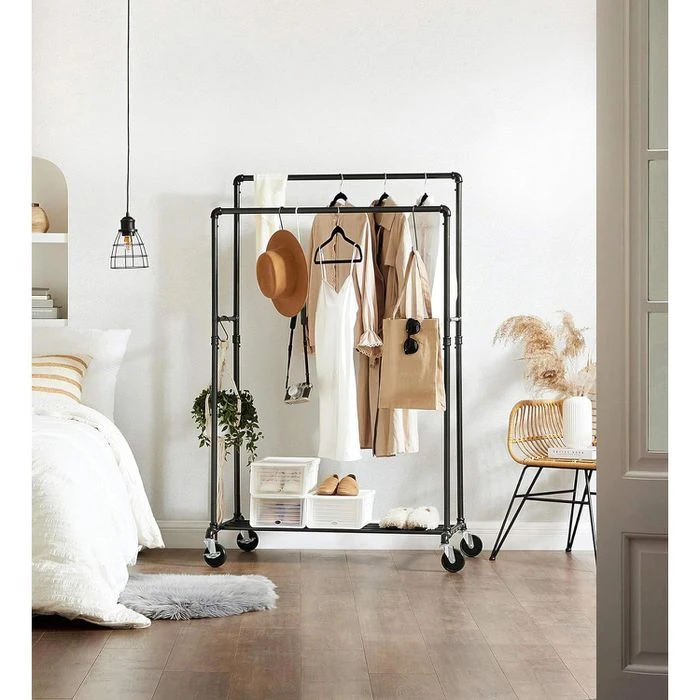 Songmics Garderobenständer HSR60B, Bis 110 Kg, Mit Rollen, Metall, Schwarz 7 Songmics Garderobenständer HSR60B, Bis 110 Kg, Mit Rollen, Metall, Schwarz - Image 7