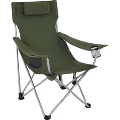 Songmics Klappstuhl GCB09AG, Faltbar, Metall/Stoff, Grün, Bis 150 Kg