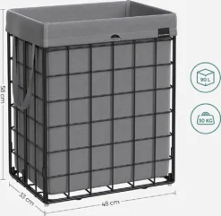 SONGMICS Wäschekorb 90L, Faltbarer Wäschesammler, Abnehmbarer Und Waschbarer Wäschesack, Metalldrahtgestell, Für Schlafzimmer, Bad, Waschküche, Schwarz-grau LCB190G01 15 SONGMICS Wäschekorb 90L, Faltbarer Wäschesammler, Abnehmbarer Und Waschbarer Wäschesack, Metalldrahtgestell, Für Schlafzimmer, Bad, Waschküche, Schwarz-grau LCB190G01 -Songmics Verkaufsgeschäft fc2ba5e1013633dcbaa45b928ecfcd1b