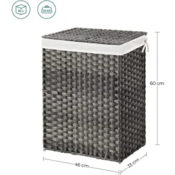 Songmics Wäschekorb LCB51WG, Grau, Mit Deckel, Aus Kunststoff, Faltbar, 46 X 60 X 33 Cm, 90 Liter 9 Songmics Wäschekorb LCB51WG, Grau, Mit Deckel, Aus Kunststoff, Faltbar, 46 X 60 X 33 Cm, 90 Liter -Songmics Verkaufsgeschäft fc7bb9d7d037395f7dde9b9e3b306423e8da33e0 waeschekorb songmics lcb51wg grau mit deckel